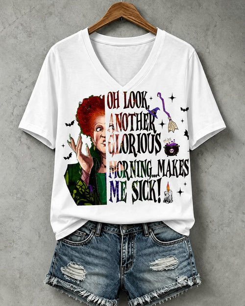100% Cotton Women's Halloween Movie Witches  V- Neck Short Sleeve Tshirt