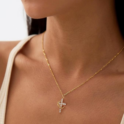 Christian Crown Cross Necklace Earrings