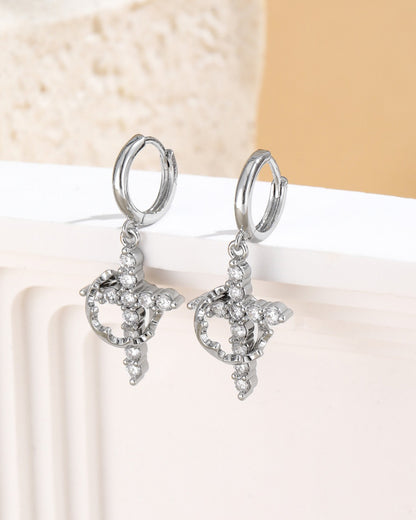 Christian Crown Cross Necklace Earrings