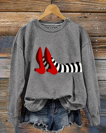 Women’s Halloween-Printed Casual Crew-Neck Sweatshirt