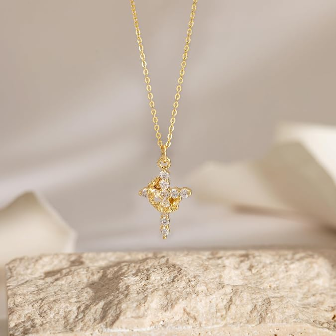 Christian Crown Cross Necklace Earrings
