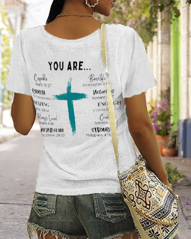 Women's Dear Person Behind Me You Are Enough Print V-Neck T-Shirt