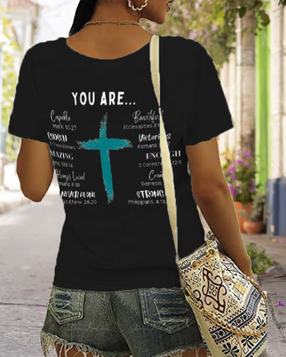 Women's Dear Person Behind Me You Are Enough Print V-Neck T-Shirt