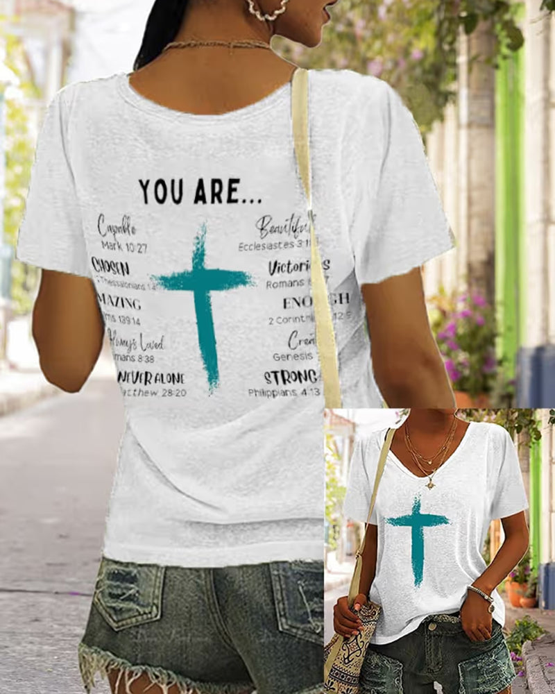 Women's Dear Person Behind Me You Are Enough Print V-Neck T-Shirt