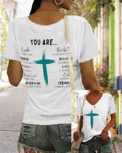 Women's Dear Person Behind Me You Are Enough Print V-Neck T-Shirt