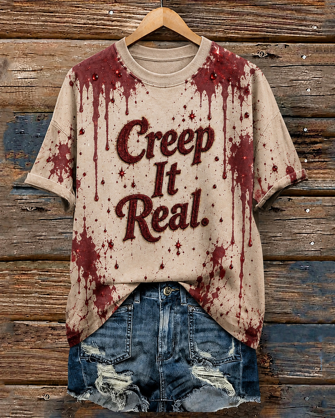 Women's Creep It Real Blood Halloween Printed T-Shirt