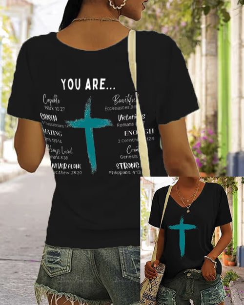 Women's Dear Person Behind Me You Are Enough Print V-Neck T-Shirt