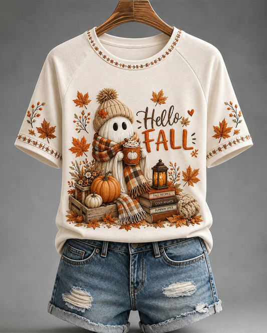 Women's Hello Autumn Fun Pumpkin T-Shirt