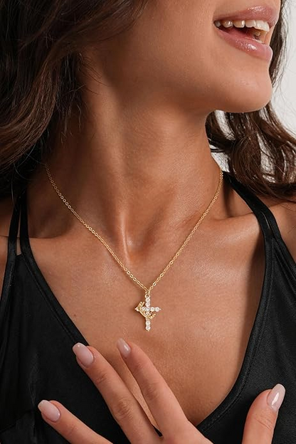 Christian Crown Cross Necklace Earrings