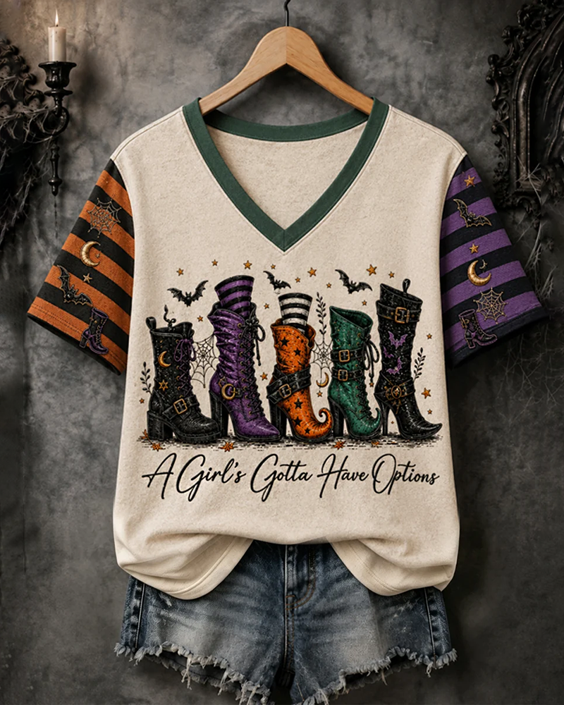 Women's Halloween Fun Magic Boots PrintT-Shirt