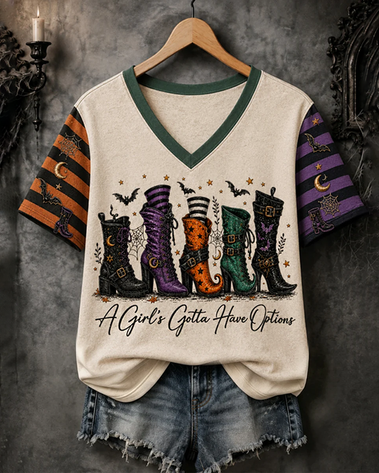 Women's Halloween Fun Magic Boots PrintT-Shirt