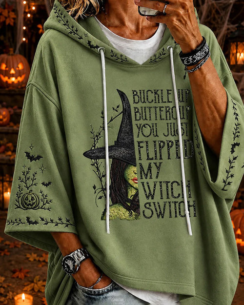 Women's Halloween Magic Witch Printed Loose Hooded Hoodie