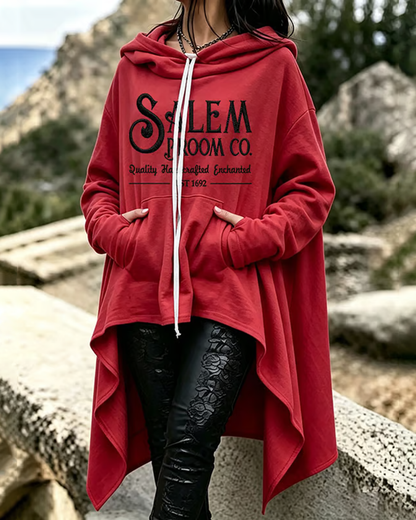 Women's Halloween Printed Loose Irregular Hoodie