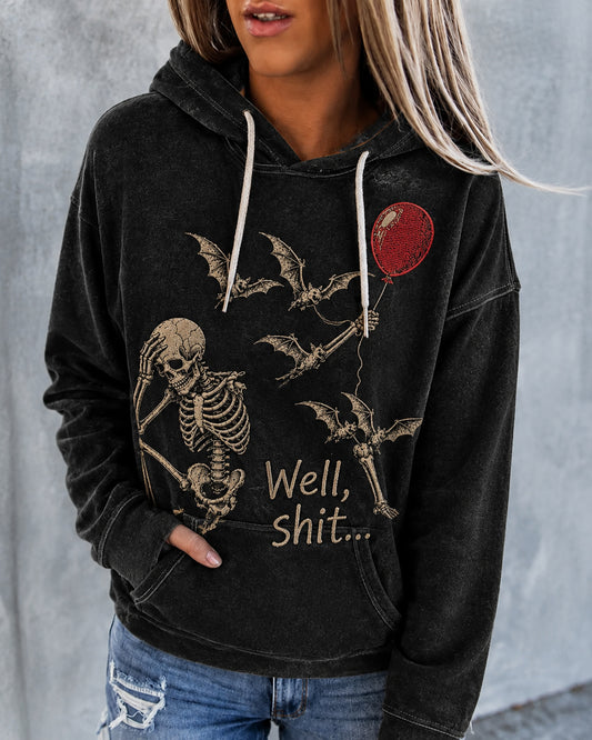 Women's Halloween Skeleton Lost Balloon Long Sleeve Hoodie