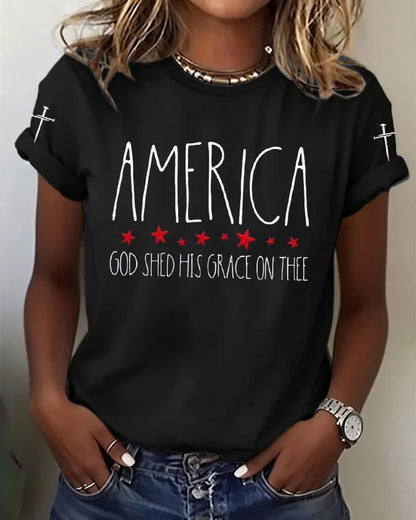 100% Cotton GOD SHED HIS GRACE ON THEE Crew Neck Short Sleeve Tshirt