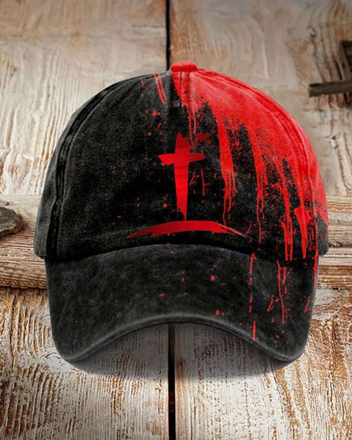 Unisex Halloween Red and Black Cross Hat