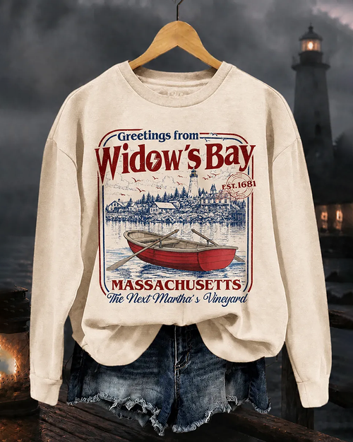 Women's Greetings From Widow's Bay Round Neck Sweatshirt
