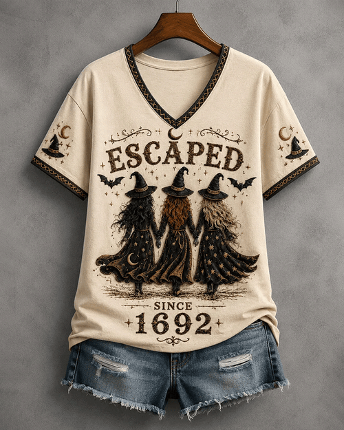 Women's Retro Halloween Witch Theme T-Shirt