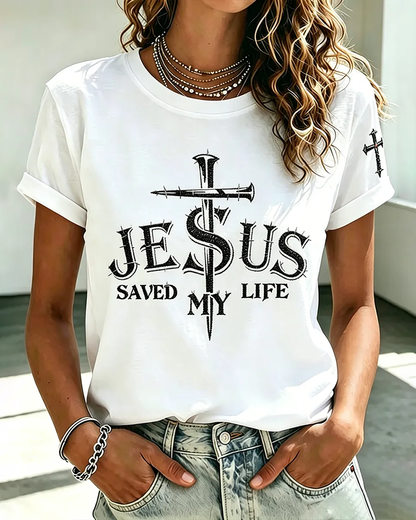 100% Cotton Jesus Save My Life Crew Neck Short Sleeve Tshirt