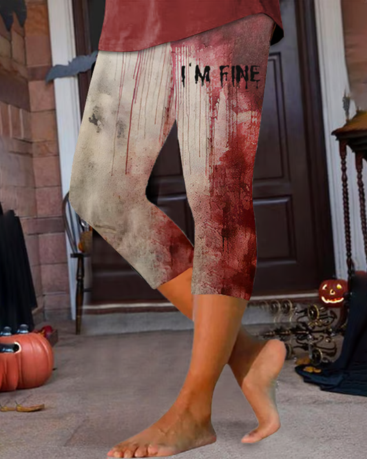 Women's Bloody I'm Fine Halloween Print Leggings