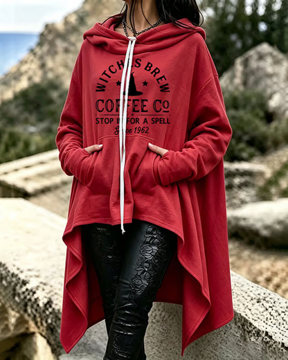 Women's Halloween Come Over and Cast A Magic Spell Loose Irregular Hoodie