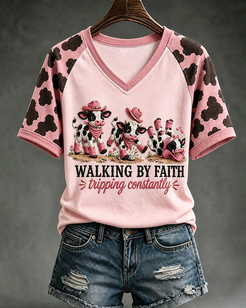 Women's Walking By Faith Tipping Constantly V-neck Short Sleeve Tshirt