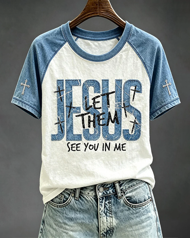 Women's Let Them See You In Me Print Crew Neck Short Sleeve Tshirt