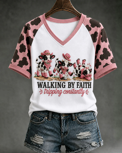 Women's Walking By Faith Tipping Constantly V-neck Short Sleeve Tshirt