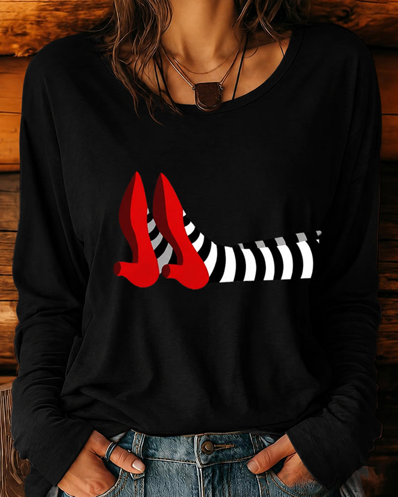 Women'S Halloween Printed Casual Long T-Shirt