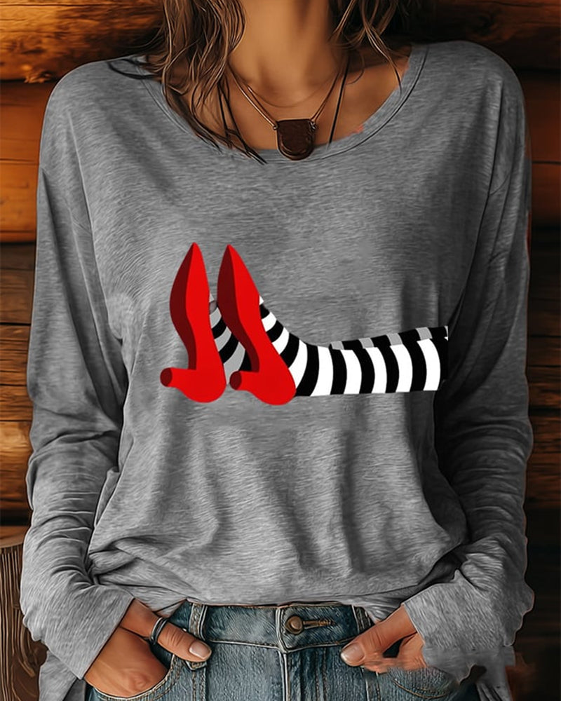 Women'S Halloween Printed Casual Long T-Shirt