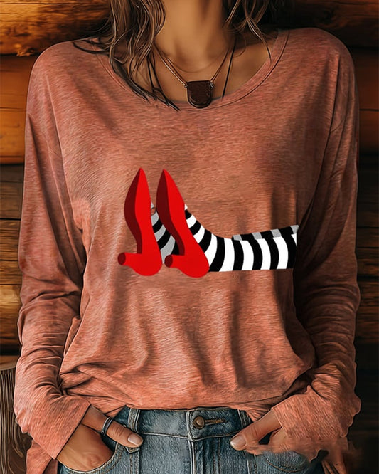 Women'S Halloween Printed Casual Long T-Shirt