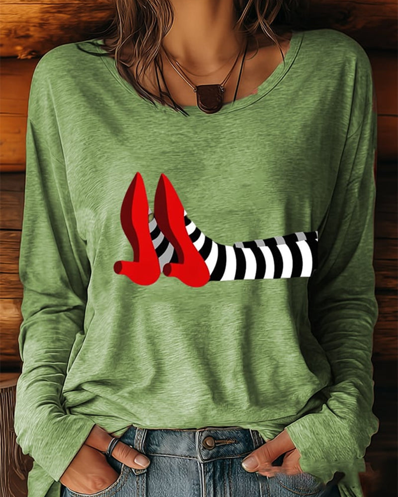Women'S Halloween Printed Casual Long T-Shirt