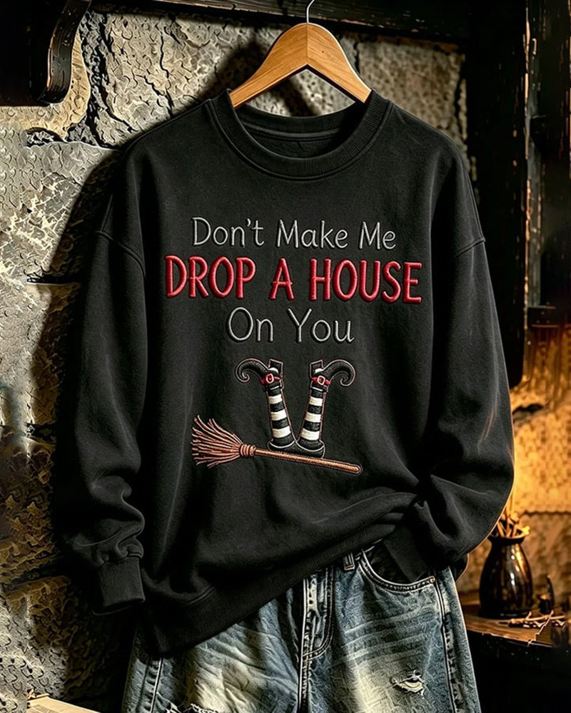 Women's Halloween Witch-Print Sweatshirt