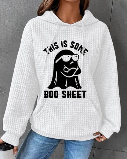 Women's Halloween This Is Some Boo Sheet Waffle Hoodie