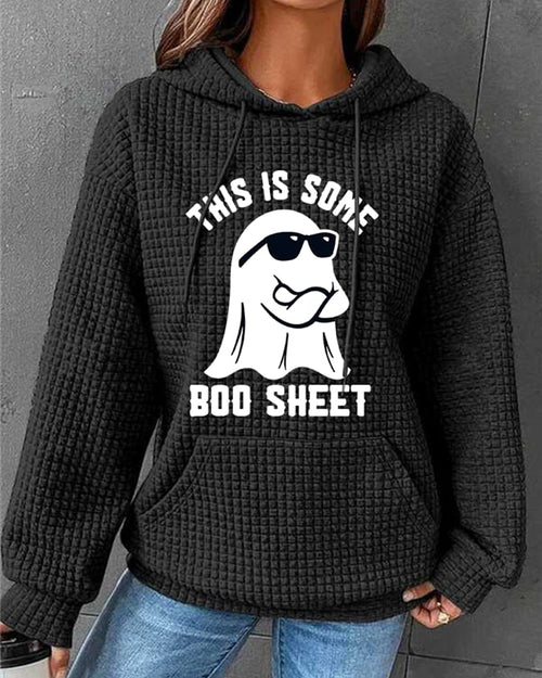 Women's Halloween This Is Some Boo Sheet Waffle Hoodie