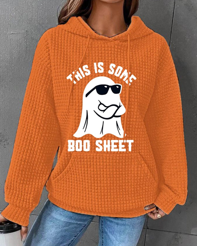 Women's Halloween This Is Some Boo Sheet Waffle Hoodie