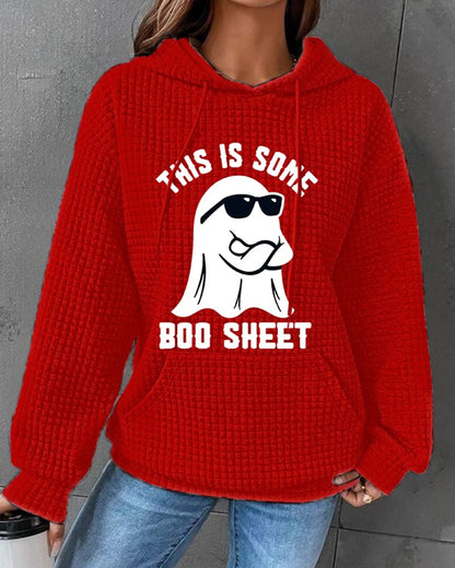 Women's Halloween This Is Some Boo Sheet Waffle Hoodie