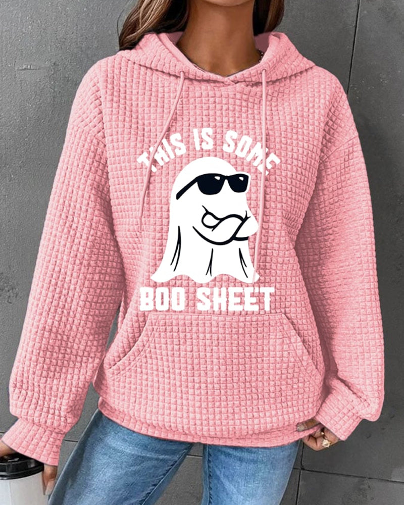 Women's Halloween This Is Some Boo Sheet Waffle Hoodie