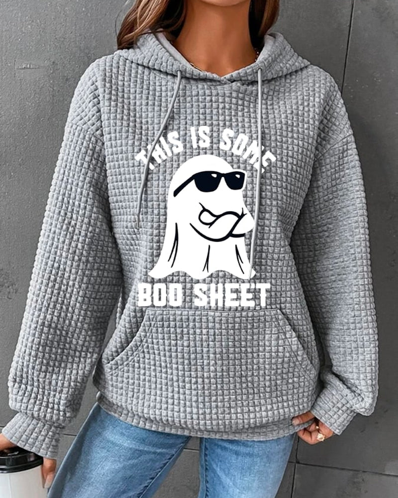 Women's Halloween This Is Some Boo Sheet Waffle Hoodie
