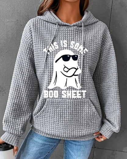 Women's Halloween This Is Some Boo Sheet Waffle Hoodie