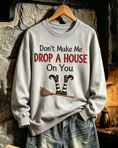 Women's Halloween Witch-Print Sweatshirt