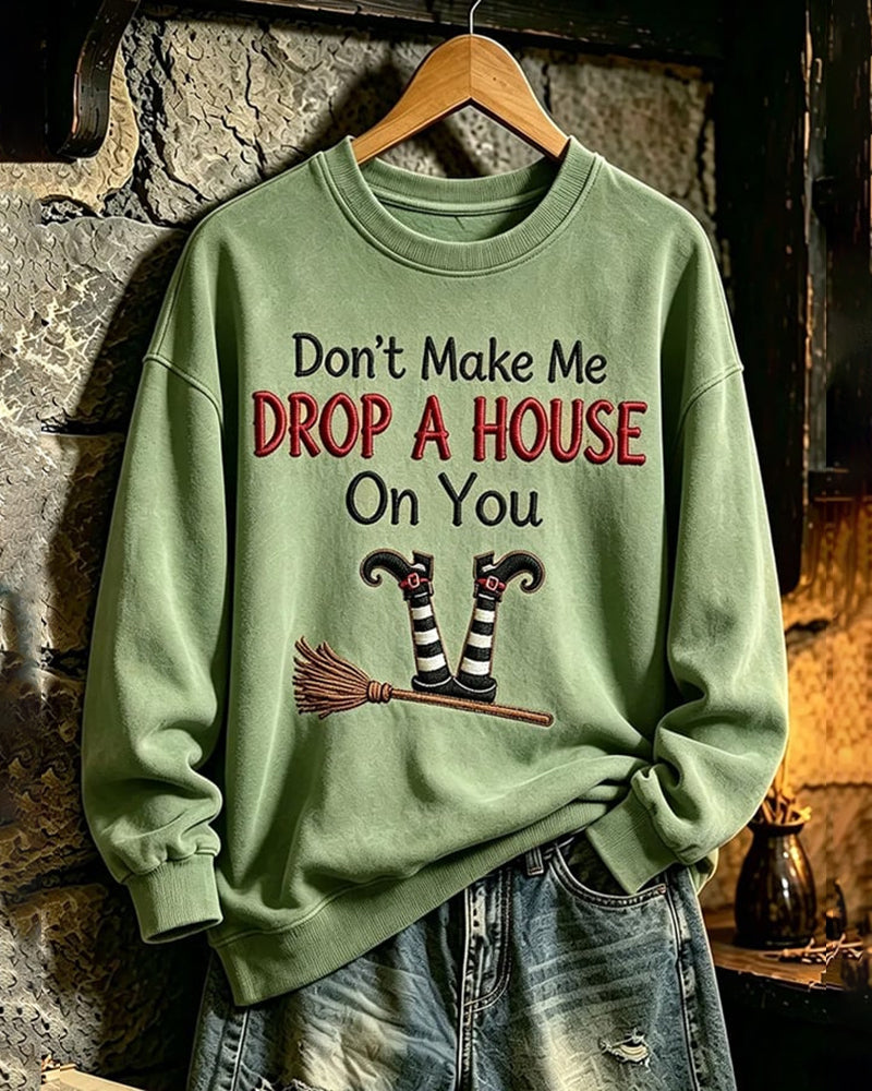 Women's Halloween Witch-Print Sweatshirt