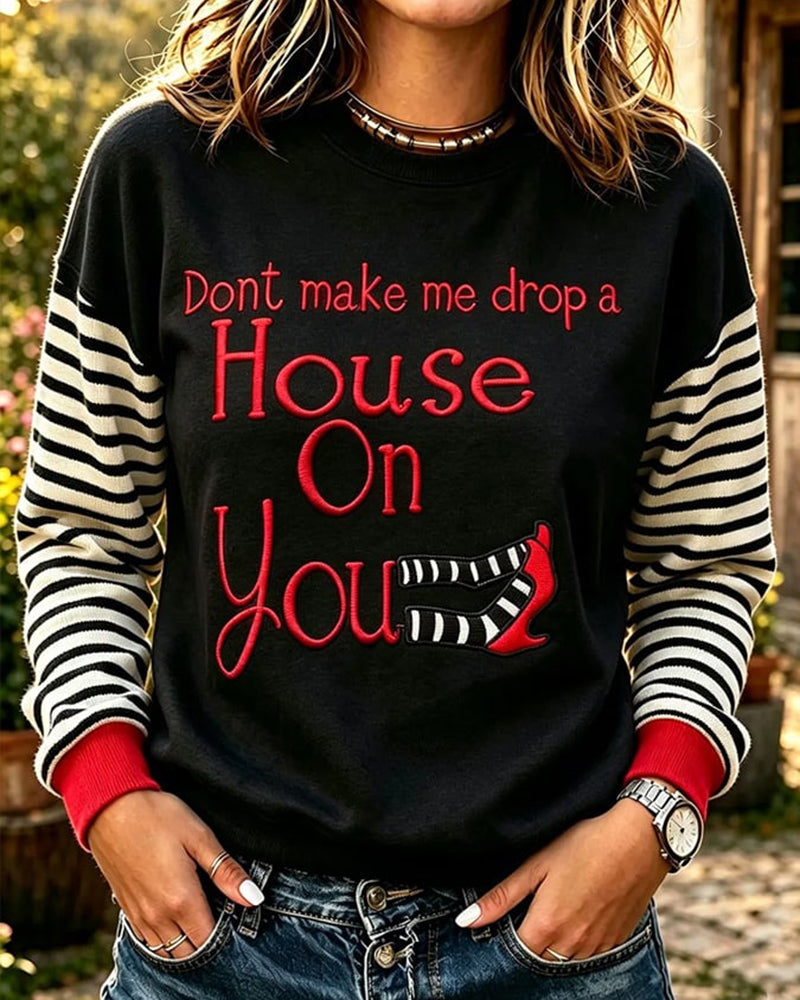 Women's Halloween Witch-Print Sweatshirt