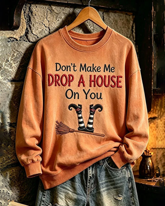Women's Halloween Witch-Print Sweatshirt