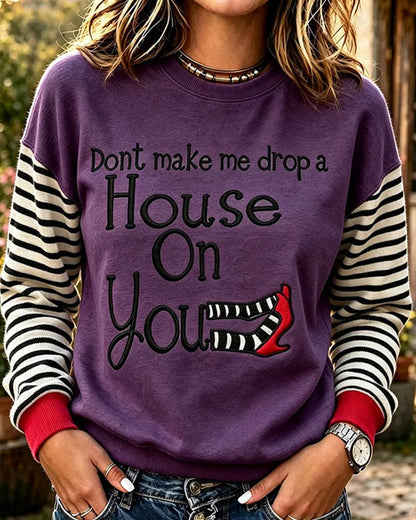Women's Halloween Witch-Print Sweatshirt