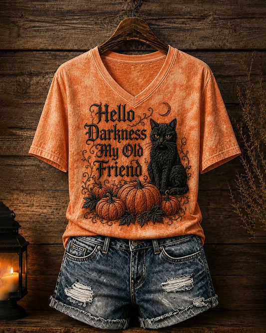 Women’s Hello Darkness My Old Friend Halloween Print T-shirt