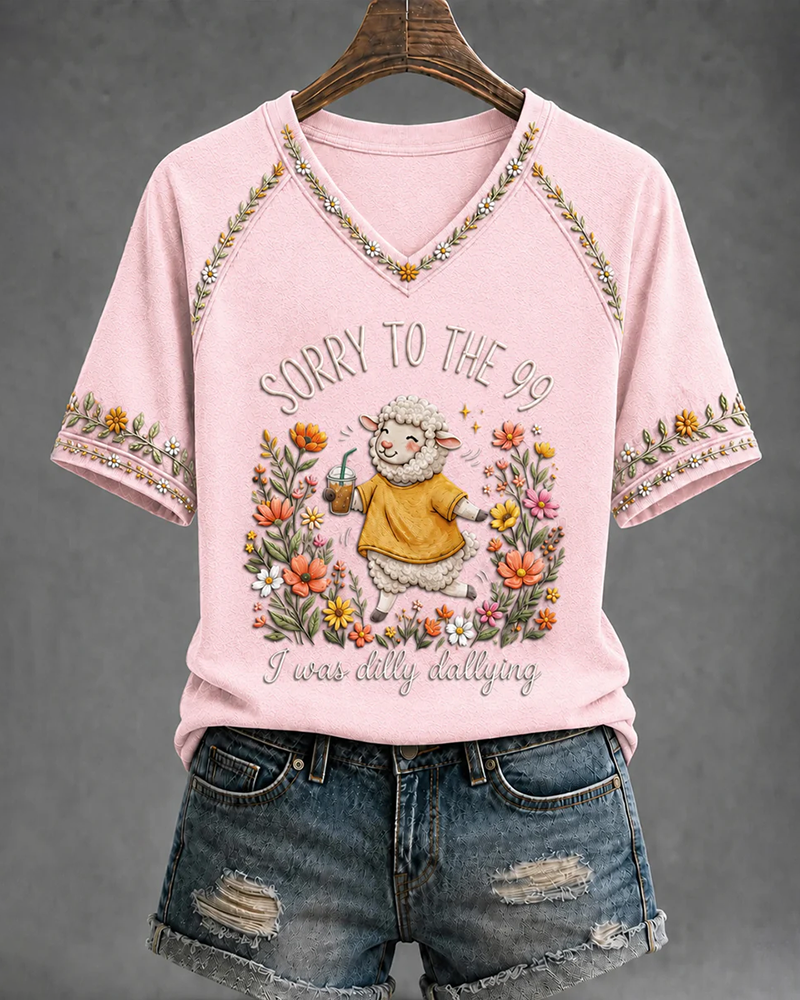Women's Funny Christian I Was Dilly Dallying V-neck Short Sleeve Tshirt