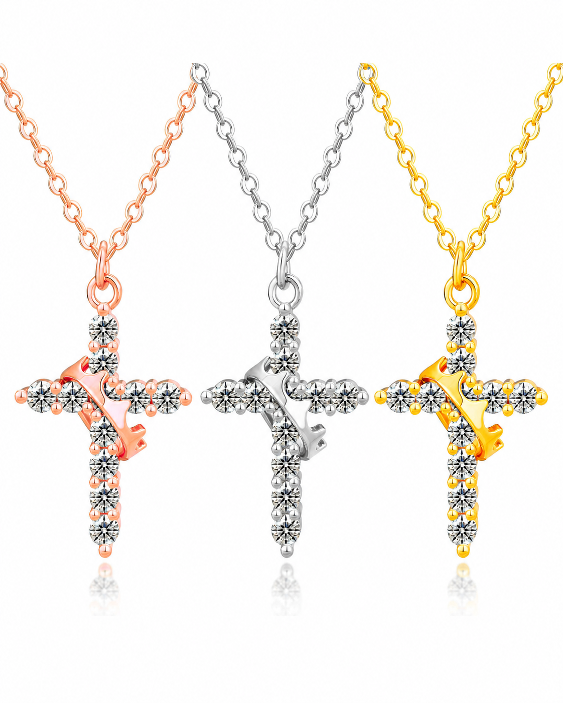 Christian Crown Cross Necklace Earrings