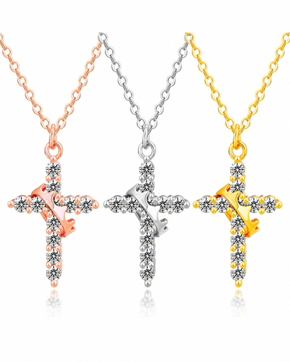 Christian Crown Cross Necklace Earrings