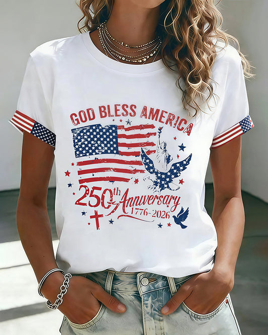 God Blessed USA 250th Crew Neck Short Sleeve Tshirt